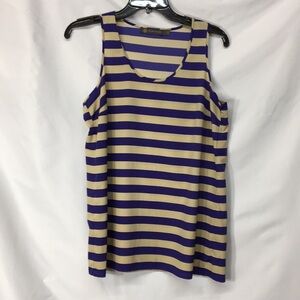 Outback Red Women’s Royal Blue and Tan Stripe Tank Top Size S Like-NEW